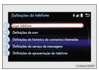 Ecrã "Definições do telefone"