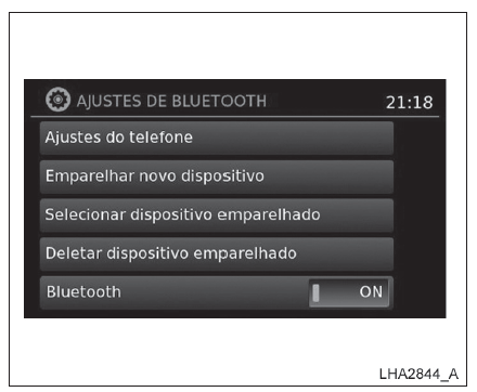 Configurações do bluetooth